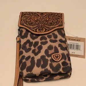 ARIAT Women’s A770001808 Tooled Leopard Cell Crossbody NWT